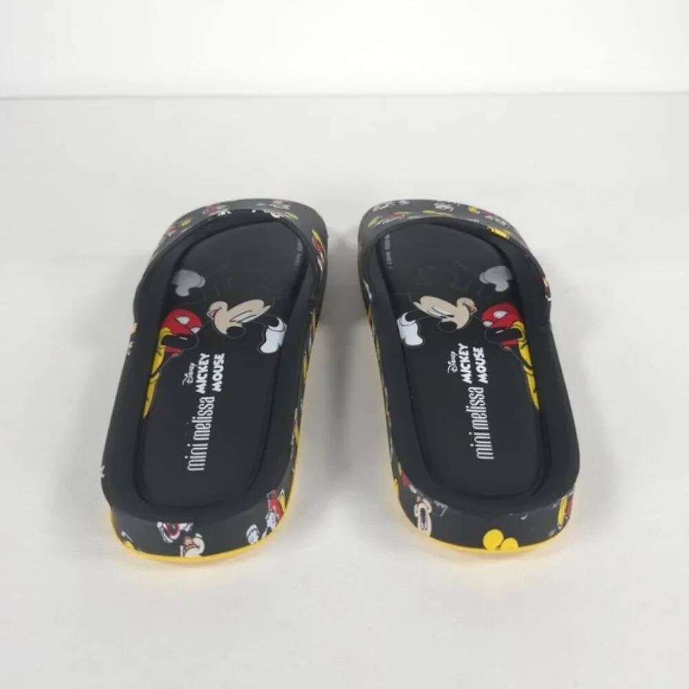 MINI MELISSA Unisex Black Beach‎ Slide III Mickey & Fiends Sandals Size 2 KIDS